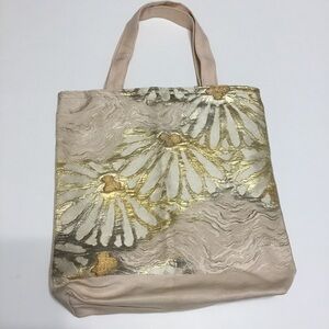 Crafted Nishijin-ori Fabric Gold Embroidered Upcycled Obi Tote Bag - B404